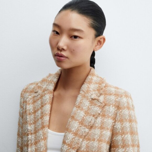 Mango Tweed blazer with jewel button - Size Medium - EUC - Picture 3 of 13